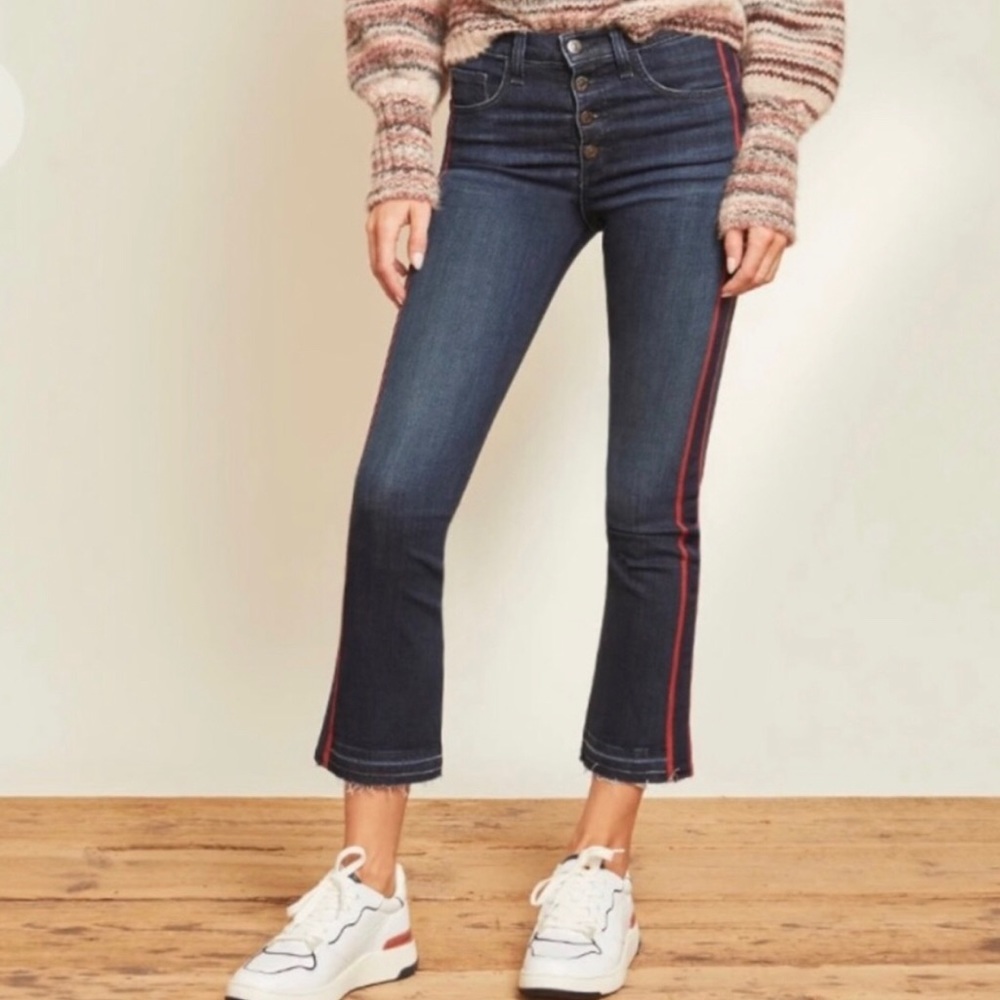 Veronica Beard Women’s Sz 30 Carolyn Tuxedo Stripe Baby Boot Crop Jeans